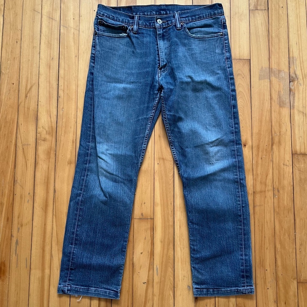 Levis 504 Regular Straight Fit Jeans Mens 34x34 Medium Wash Blue Denim Pants